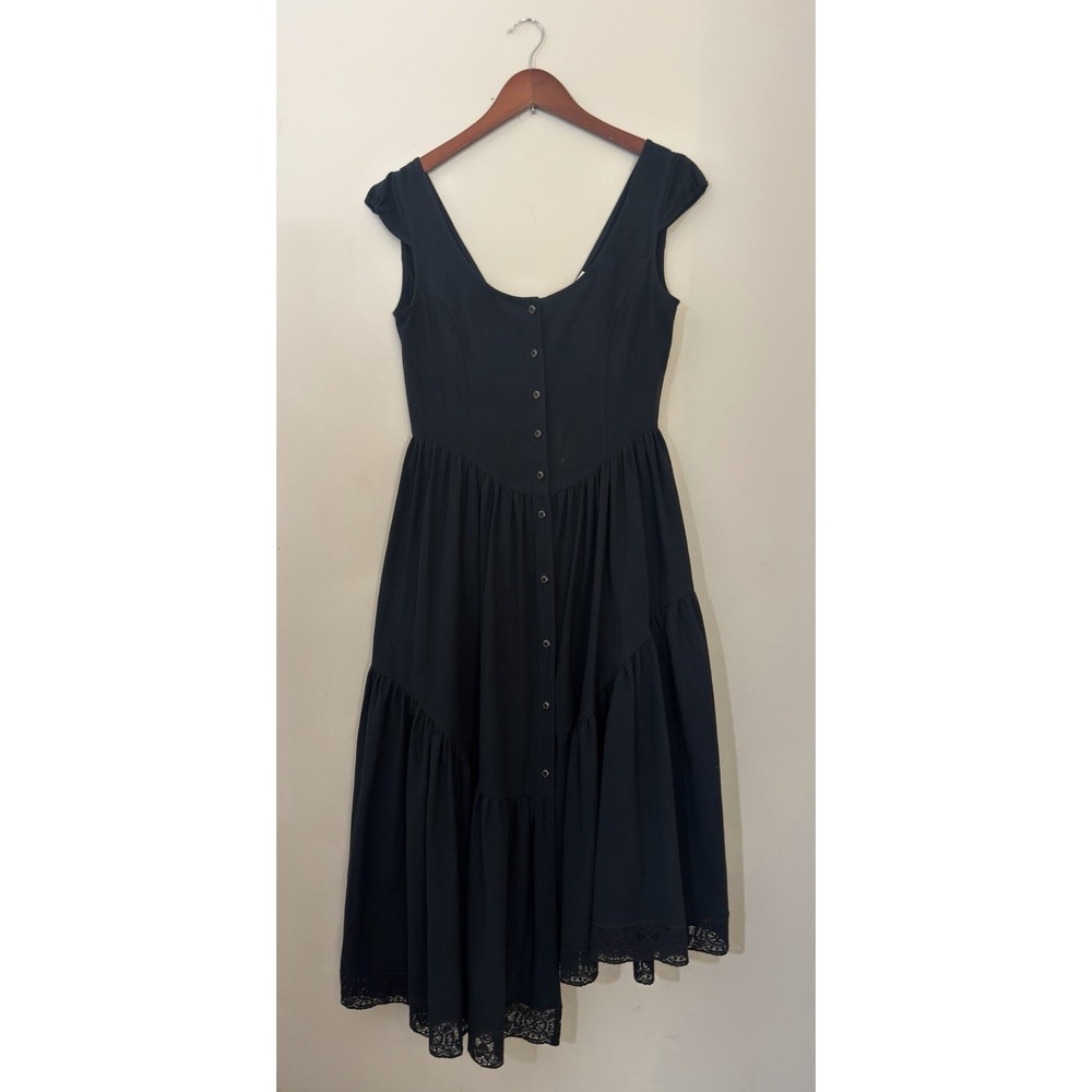 Of Her Own Kind Black Claudette Asymmetrical Dress Size Small Organic Cotton
